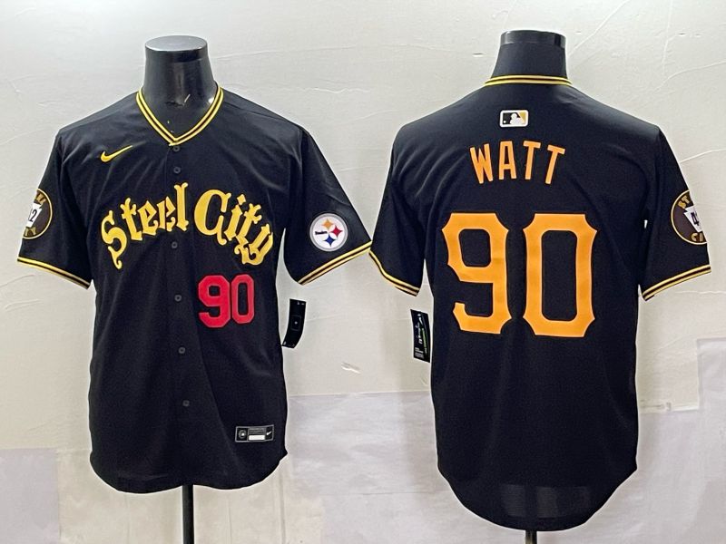 Men 2025 Nike Pittsburgh Steelers #90 Watt Black Limited NFL Jersey style 0065->pittsburgh steelers->NFL Jersey